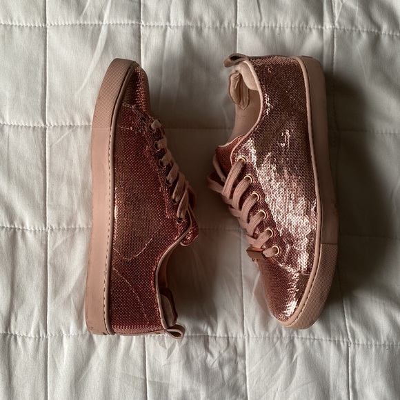 ALDO Sequin Rose Gold Sneakers - Picture 2 of 7